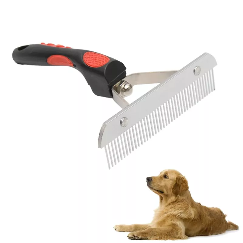 Hřeben pro psy Big Dog z nerezové oceli s gumovou rukojetí 17,0x16,0cm TopTechnology