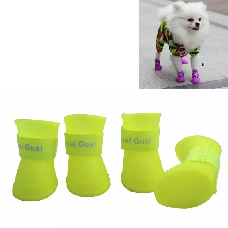 Dětské neprůstřelné gumové boty pro psy Lovely Pet, žluté, velikost M (5.0 x 4.0 cm) TopTechnology