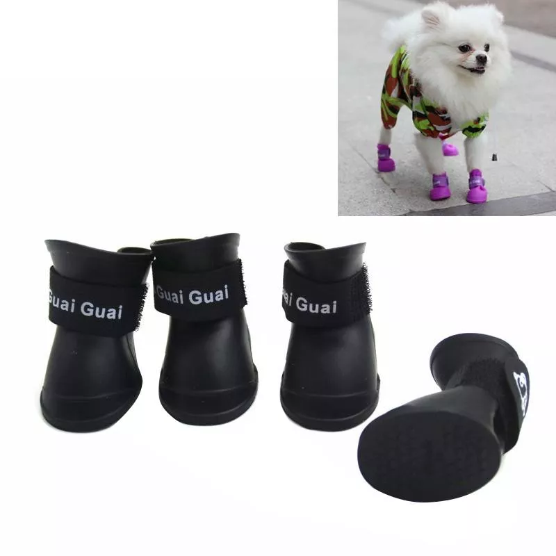 Lovely Pet Dog Shoes: Voděodolné gumové boty pro psy (M, Černé) TopTechnology