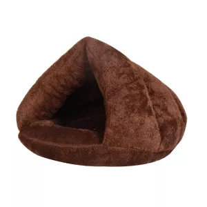 Trojúhelníkový kočičí pelíšek teplý, zahuštěný mongolský jurta pro psy a kočky (Hnědá kávová) - velikost M, 40×40×30cm TopTechnology