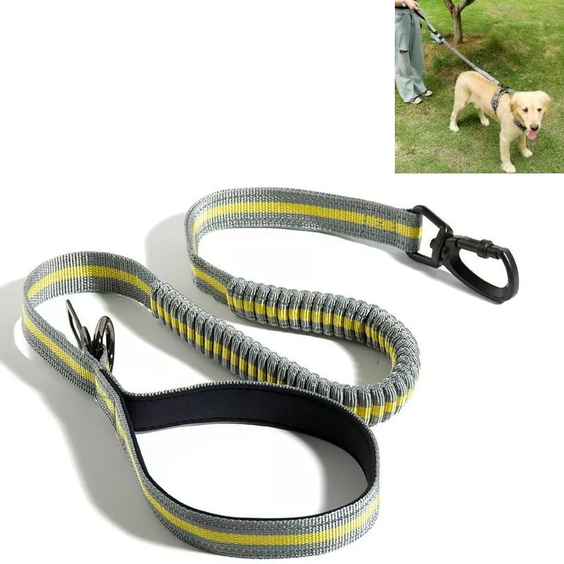 Vodítko pro psy - reflexní elastické vodítko s nylonovým popruhem (Žluté) TopTechnology