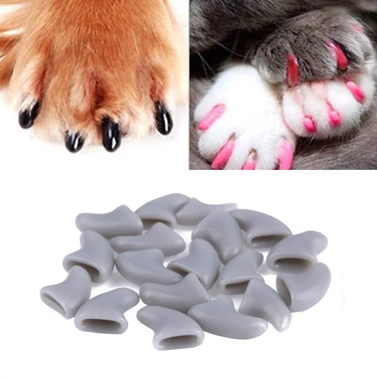 20 PCS Silikonové měkké ochranné nehty pro kočky - S (šedé) TopTechnology