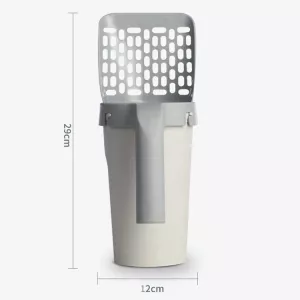 All-In-One kočičí lopatka na exkrementy - rozebíratelná, přenosná plastová lopatka (šedá-bílá) TopTechnology