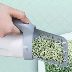 All-In-One kočičí lopatka na exkrementy - rozebíratelná, přenosná plastová lopatka (šedá-bílá) TopTechnology