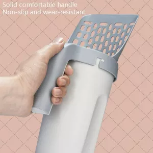All-In-One kočičí lopatka na exkrementy - rozebíratelná, přenosná plastová lopatka (šedá-bílá) TopTechnology