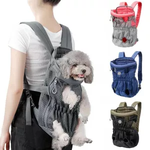 Doglemi batoh pro domácí mazlíčky, ramenní taška pro psy a kočky, prodyšná síťovina, velikost: M (růžovo-šedá) TopTechnology