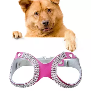 Hrudní popruh pro psy s brýlemi a kamínky, velikost: S (magenta) TopTechnology