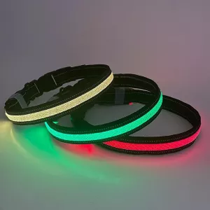 LED dobíjecí odolný a vodotěsný osvětlený obojek pro domácí zvířata, velikost: L (černý) TopTechnology LED dobíjecí odolný a vodotěsný osvětlený obojek pro domácí zvířata, velikost: L (černý) TopTechnology