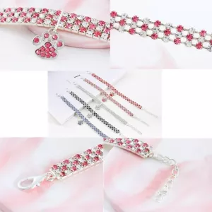 Obojek pro domácí mazlíčky s diamanty - elastický náhrdelník pro kočky a psy (modro-bílý, velikost L) TopTechnology