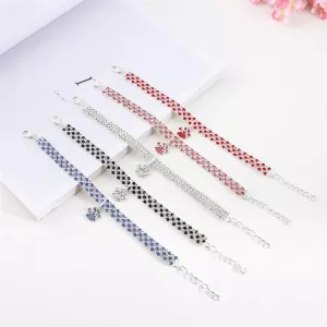 Obojek pro domácí mazlíčky s diamanty - elastický náhrdelník pro kočky a psy (modro-bílý, velikost L) TopTechnology