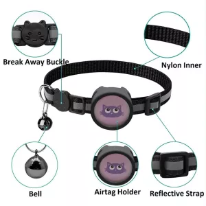 Reflexní obojek pro domácí mazlíčky s zvonkem pro AirTag 2. gen / 1. gen (černý) TopTechnology Reflexní obojek pro domácí mazlíčky s zvonkem pro AirTag 2. gen / 1. gen (černý) TopTechnology