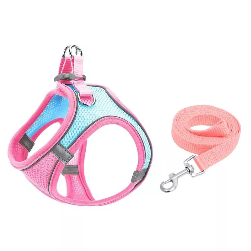 TM050 Vodítko pro domácí zvířata s hrudním popruhem L (Modro-růžové) TopTechnology