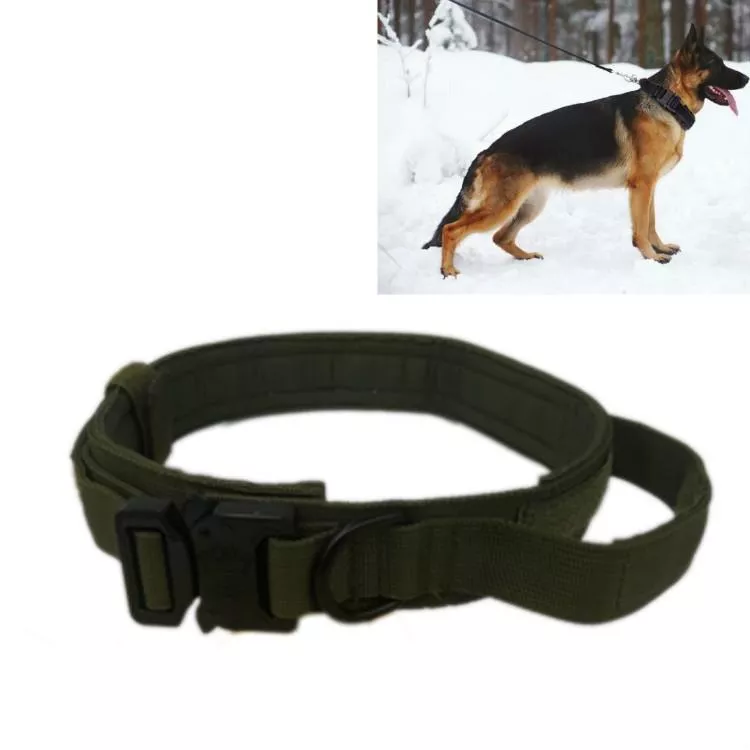 Nylonový zpevněný obojek pro velké a střední psy, velikost L (armádně zelená) TopTechnology