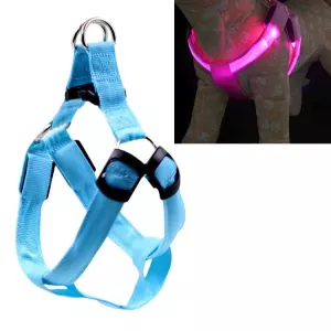Dvojitý LED světelný postroj pro domácí mazlíčky, nylonový popruh pro kočky a psy, velikost: M (modrý) TopTechnology