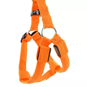 Dvojitý LED světelný hrudní popruh pro domácí zvířata, nylon, velikost M (oranžový) TopTechnology Dvojitý LED světelný hrudní popruh pro domácí zvířata, nylon, velikost M (oranžový) TopTechnology