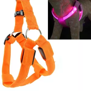 Dvojitý LED světelný hrudní popruh pro domácí zvířata, nylon, velikost M (oranžový) TopTechnology Dvojitý LED světelný hrudní popruh pro domácí zvířata, nylon, velikost M (oranžový) TopTechnology