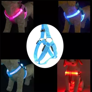 Dvojité LED světlo pro domácí zvířata - nylonový postroj pro kočky a psy, velikost: S (modrá) TopTechnology