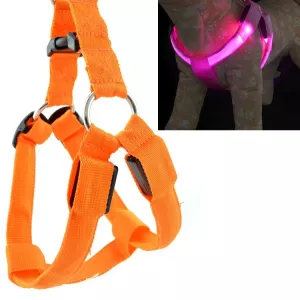 Dvojitý LED popruh pro domácí zvířata - nylonový popruh pro kočky a psy, velikost S (oranžový) TopTechnology Dvojitý LED popruh pro domácí zvířata - nylonový popruh pro kočky a psy, velikost S (oranžový) TopTechnology