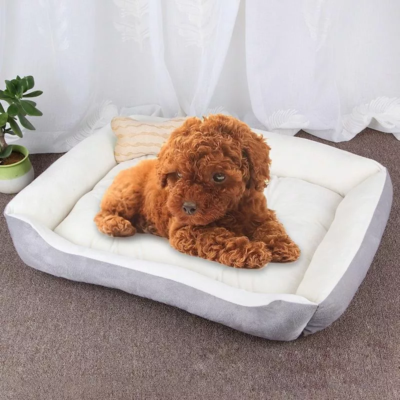 Velký měkký hřejivý pelíšek pro psi a kočky s kostkovaným vzorem, XL, 90×70×15cm (Šedá Bílá) TopTechnology