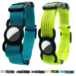 PUGGA GG1002 Polyesterový obojek pro psa s GPS pro AirTag 2. gen / AirTag 1. gen - Velikost L (Černá) TopTechnology