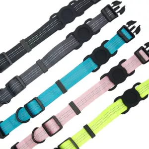 PUGGA GG1002 Polyesterový obojek pro psa s GPS pro AirTag 2. gen / AirTag 1. gen - Velikost L (Černá) TopTechnology