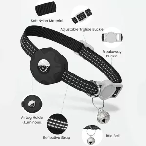 Reflexní obojek pro kočky s AirTag - bílé pouzdro (2. a 1. generace) TopTechnology