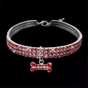 Bling rhinestone obojek pro psy - krystalový obojek pro malá plemena (S, růžový) TopTechnology