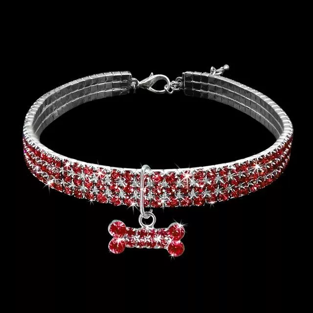 Bling rhinestone obojek pro psy - krystalový obojek pro malá plemena (S, růžový) TopTechnology