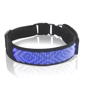 LED Pet Obojek s LED Displejem, Dobíjecí, Vysoká Viditelnost, Modrý TopTechnology