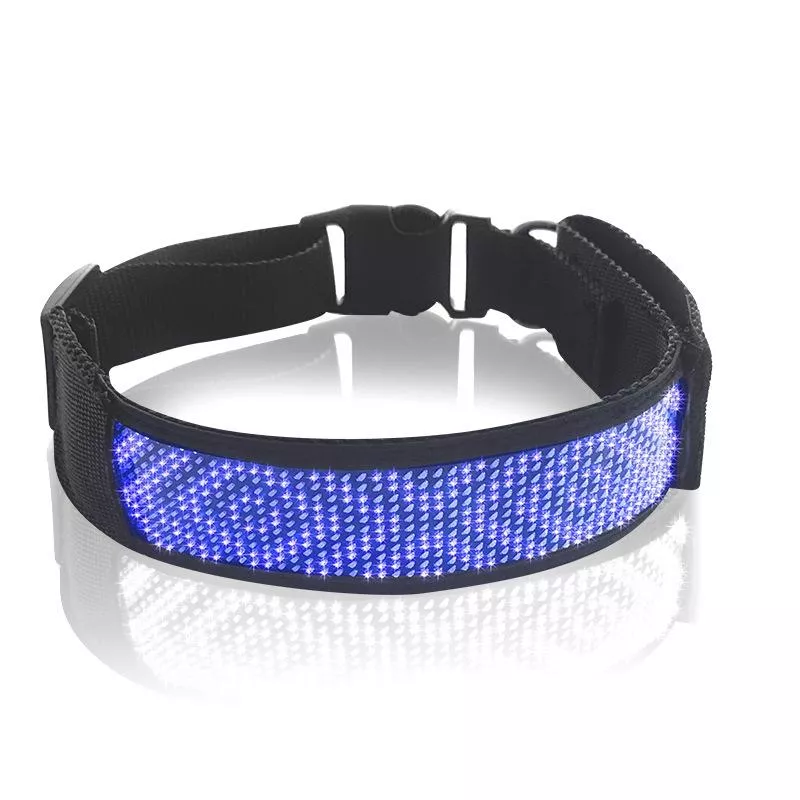 LED Pet Obojek s LED Displejem, Dobíjecí, Vysoká Viditelnost, Modrý TopTechnology