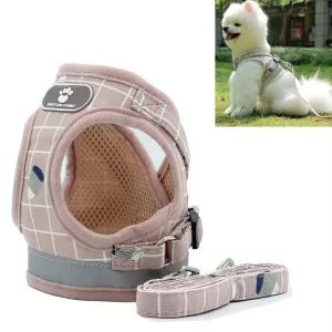 Reflexní a prodyšný pet popruh s vestou, velikost XS (růžová kostka) TopTechnology