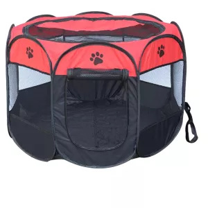 Stylový skládací psí stan z oxfordské tkaniny, voděodolný, červeno-šedý, M, 91 x 91 x 58 cm TopTechnology Stylový skládací psí stan z oxfordské tkaniny, voděodolný, červeno-šedý, M, 91 x 91 x 58 cm TopTechnology