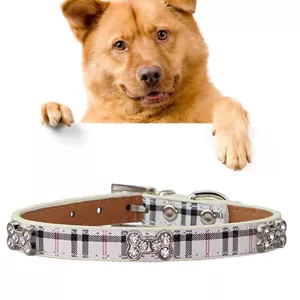 Obojek pro psy z PU kůže s designem kostí, velikost S, 1.5 * 37cm (béžový) TopTechnology Obojek pro psy z PU kůže s designem kostí, velikost S, 1.5 * 37cm (béžový) TopTechnology