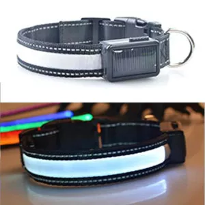 Obojek pro střední a velké psy se solární a USB nabíječkou LED světlem, obvod krku S, 35-40cm (Bílý) TopTechnology