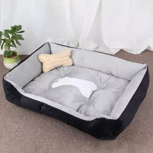 Pohodlný psí pelíšek s kostkovaným vzorem, velikost XS, 50×40×15cm (černá šedá) TopTechnology Pohodlný psí pelíšek s kostkovaným vzorem, velikost XS, 50×40×15cm (černá šedá) TopTechnology