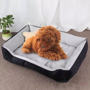 Pohodlný psí pelíšek s kostkovaným vzorem, velikost XS, 50×40×15cm (černá šedá) TopTechnology Pohodlný psí pelíšek s kostkovaným vzorem, velikost XS, 50×40×15cm (černá šedá) TopTechnology