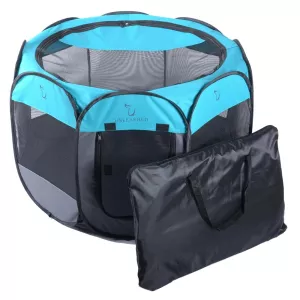 Stylový voděodolný psí stan z oxfordské tkaniny, skládací, modrý, S velikost (73 x 73 x 43 cm) TopTechnology