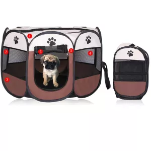 Stylový voděodolný psí stan z oxfordské tkaniny, skládací, modrý, S velikost (73 x 73 x 43 cm) TopTechnology