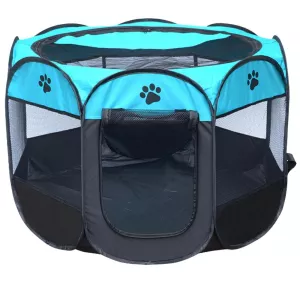 Stylový voděodolný psí stan z oxfordské tkaniny, skládací, modrý, S velikost (73 x 73 x 43 cm) TopTechnology