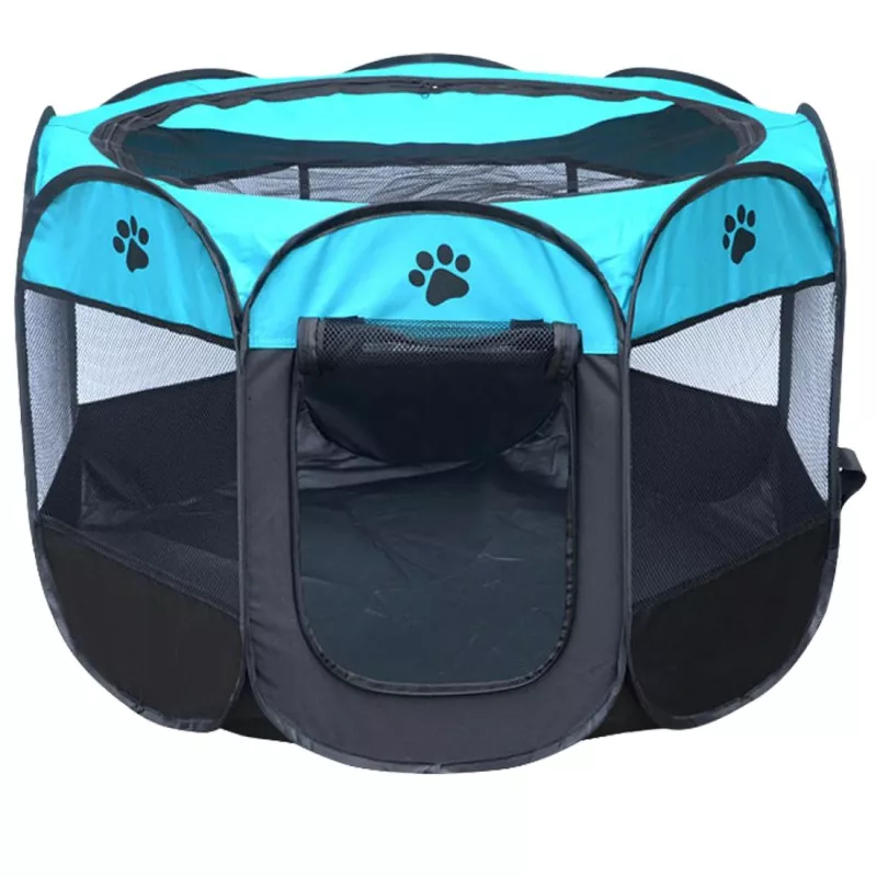 Stylový voděodolný psí stan z oxfordské tkaniny, skládací, modrý, S velikost (73 x 73 x 43 cm) TopTechnology