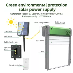 Solární automatické dveře pro slepičárnu 4 režimy s dálkovým ovládáním TopTechnology Solární automatické dveře pro slepičárnu 4 režimy s dálkovým ovládáním TopTechnology