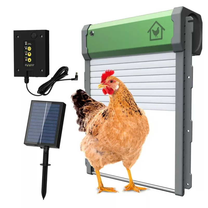 Solární automatické dveře pro slepičárnu 4 režimy s dálkovým ovládáním TopTechnology