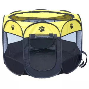 Skládací voděodolný psí stan z oxford tkaniny, M, 91 x 91 x 58 cm (Žlutý) TopTechnology Skládací voděodolný psí stan z oxford tkaniny, M, 91 x 91 x 58 cm (Žlutý) TopTechnology