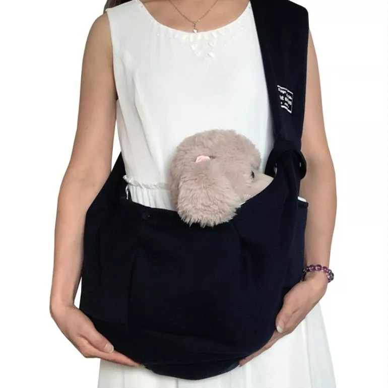Pet Outing Carrier Bag - Bavlněná taška pro přepravu domácích zvířat, tmavě modrá TopTechnology