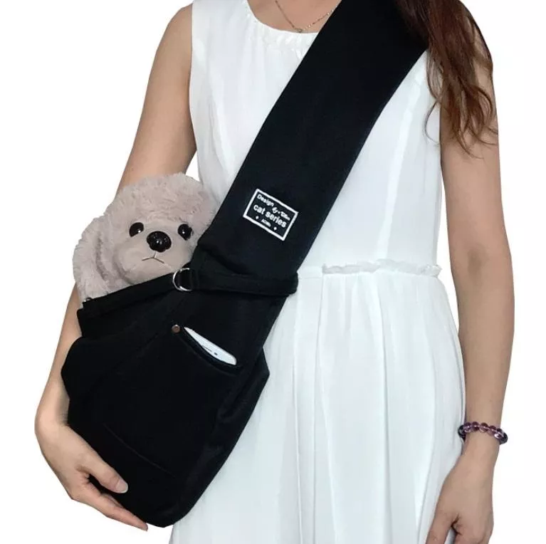 Pet Outing Carrier Bag - Bavlněná taška pro domácí zvířata, černá TopTechnology