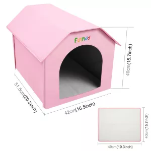 FUNADD Extra Large Skládací Počasí Odolný Pelíšek pro Zvířata s Odnímatelným Matracem (Růžový) TopTechnology