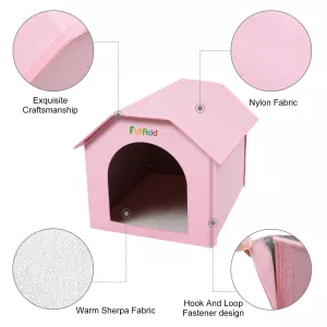 FUNADD Extra Large Skládací Počasí Odolný Pelíšek pro Zvířata s Odnímatelným Matracem (Růžový) TopTechnology