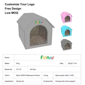 FUNADD Extra Large Skládací Počasí Odolný Pelíšek pro Zvířata s Odnímatelným Matracem (Růžový) TopTechnology