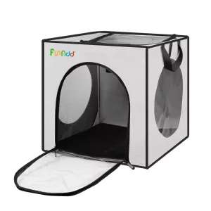 FUNADD Přenosná sušicí box pro domácí zvířata, skládací, vhodný pro zvířata do 5kg (Šedý) TopTechnology