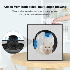 FUNADD Přenosná sušicí box pro domácí zvířata, skládací, vhodný pro zvířata do 5kg (Šedý) TopTechnology